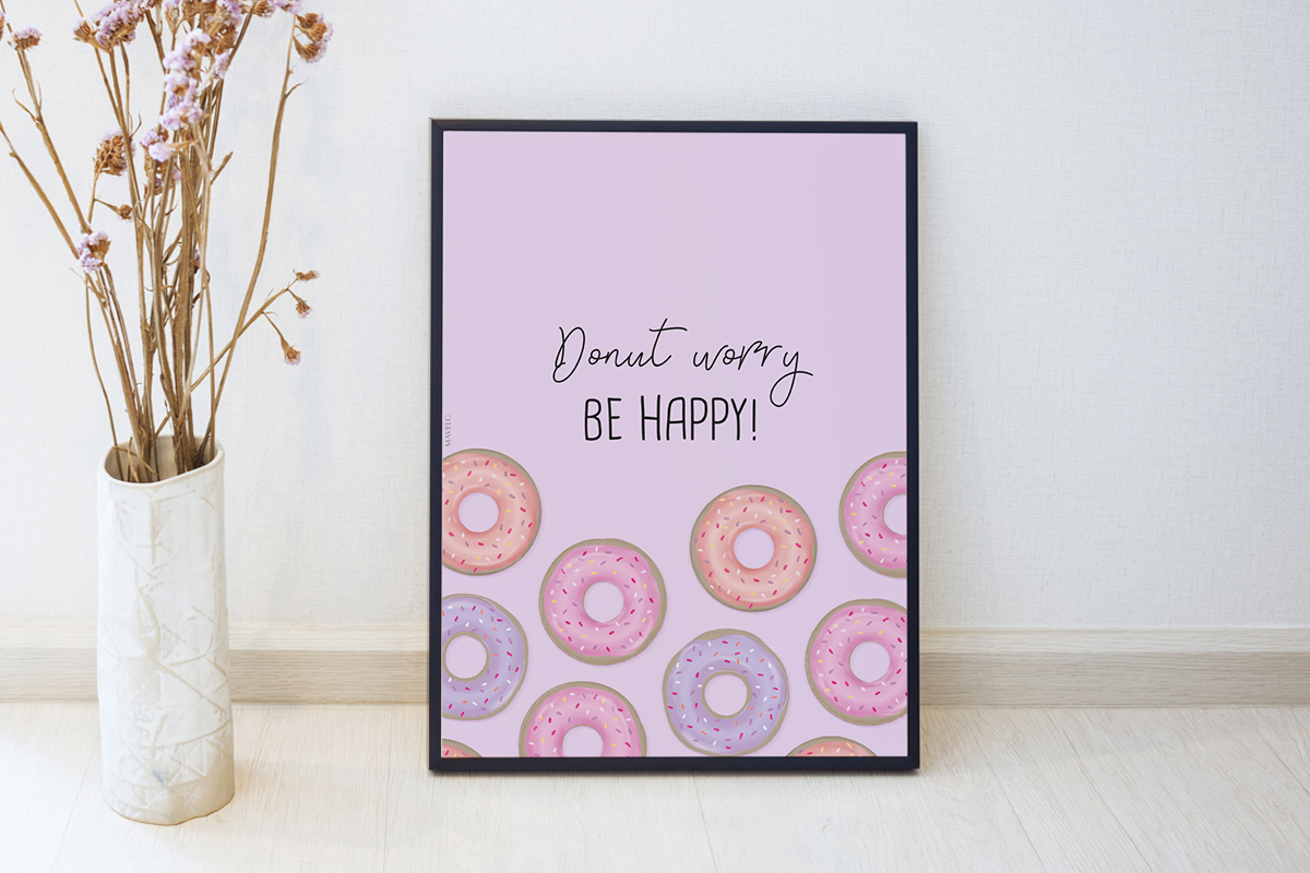 pastelowe plakaty / donut worry / free poster