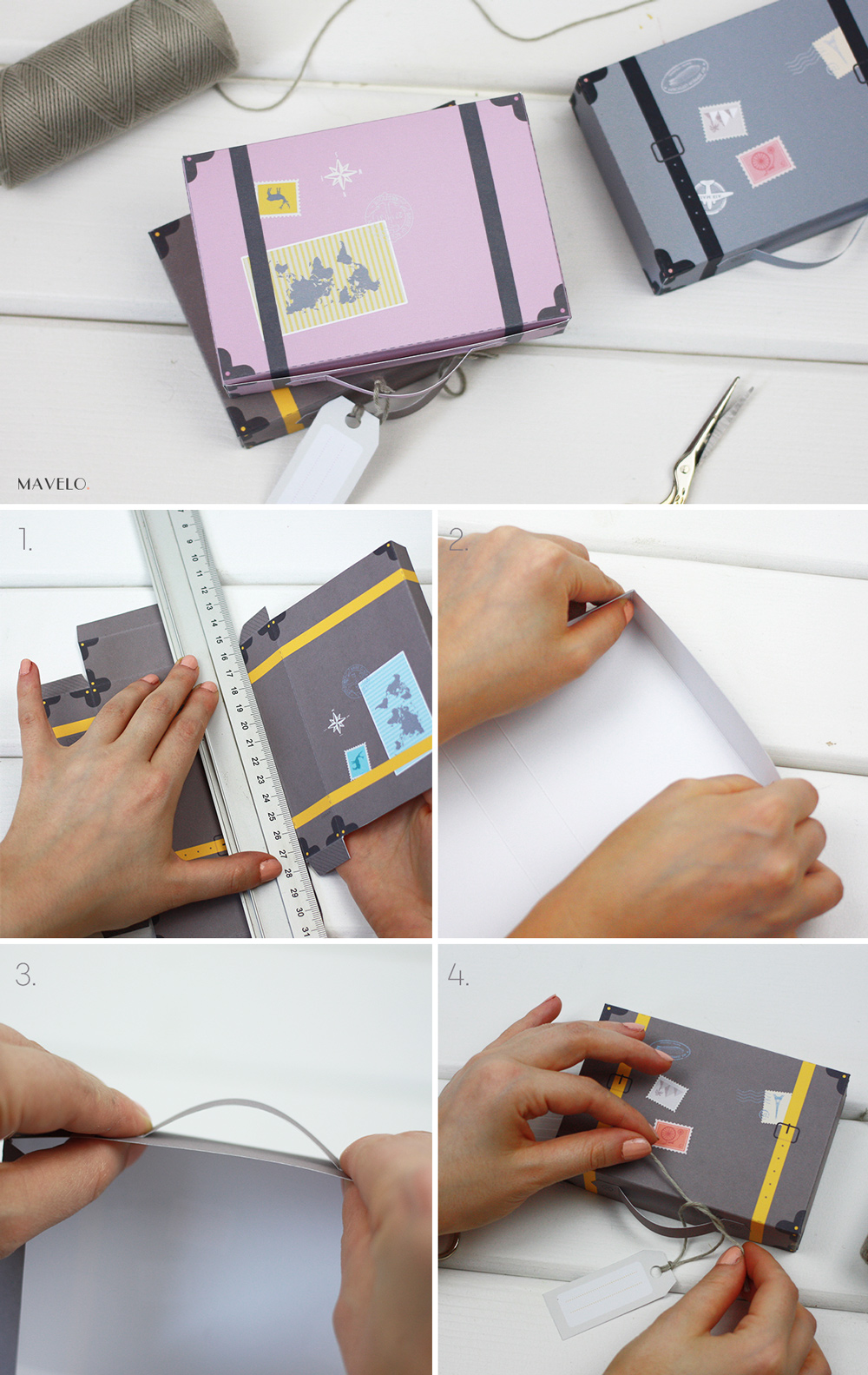 DIY: Pudełko-walizka z papieru - do druku w 4 kolorach