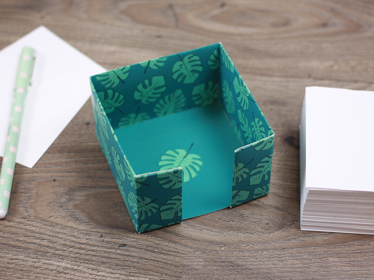 szablon do druku: pudełko na karteczki / kubik